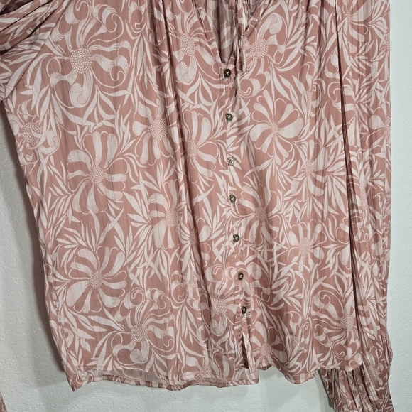 Anthropologie Florence Balducci Large Pink Floral Long Sleeve Blouse NWT - Picture 7 of 10
